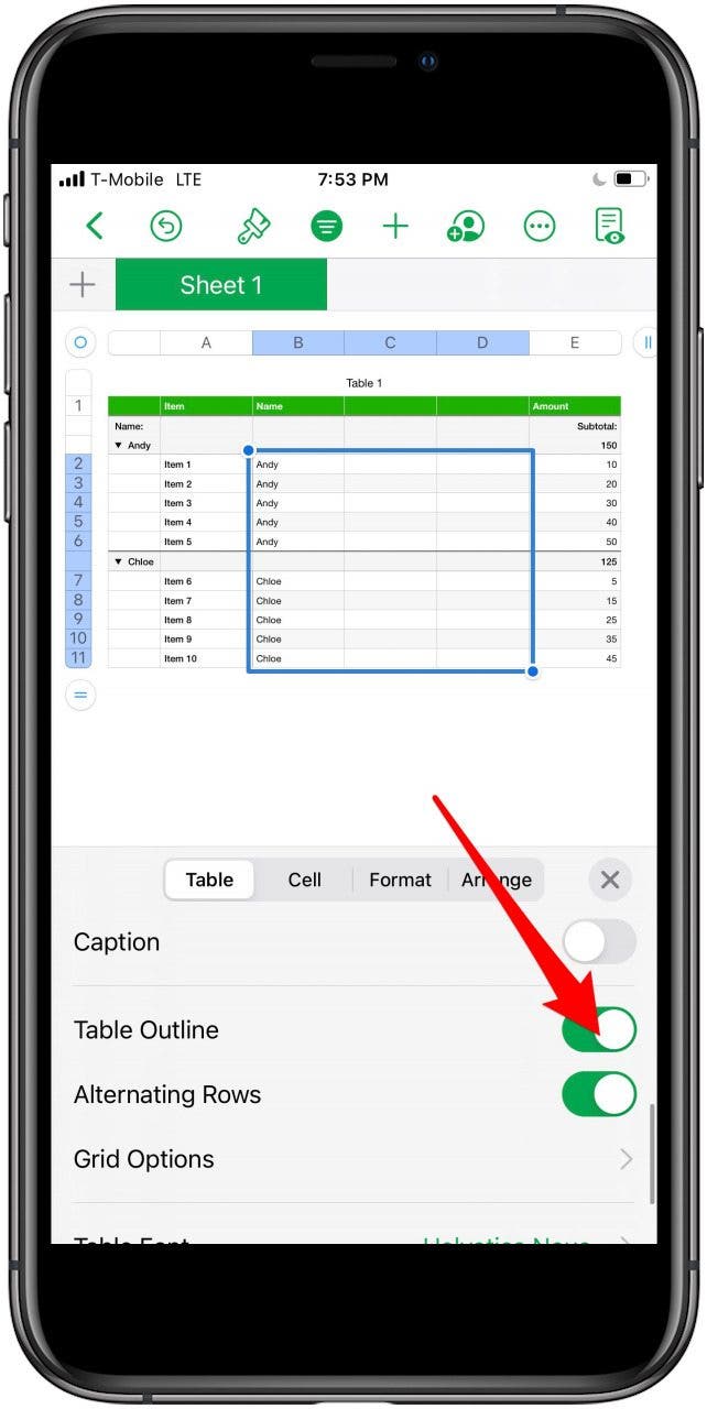 How to Format Tables in the Numbers App on the iPhone & iPad