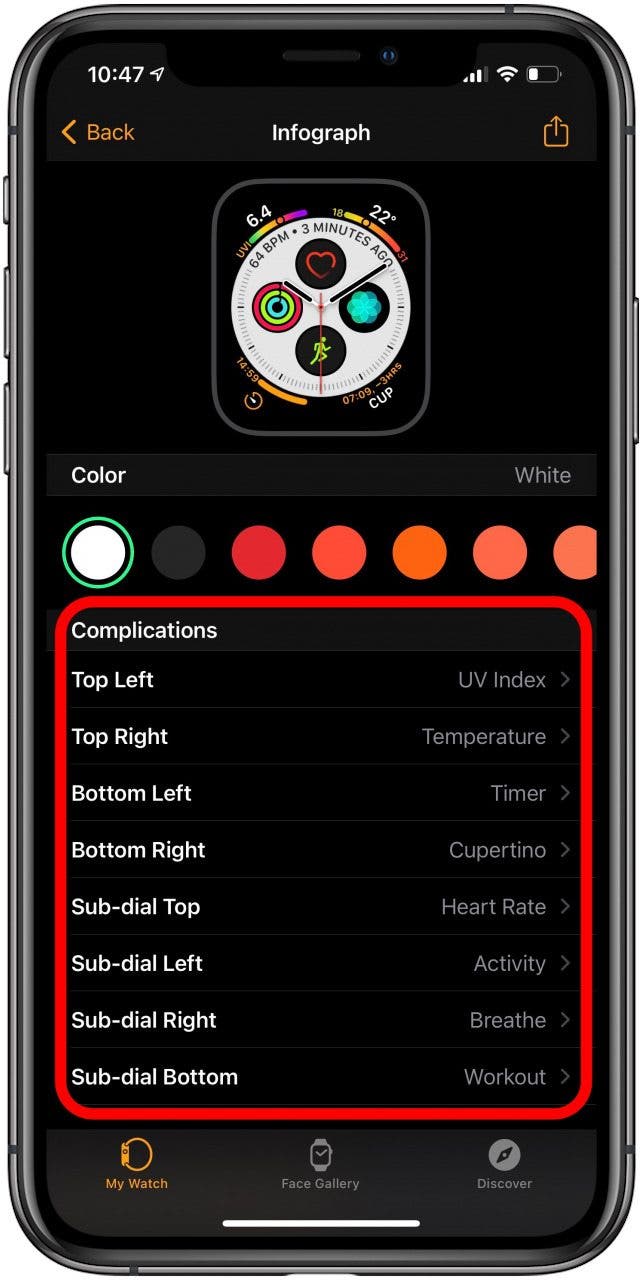 Tap the complication location and select Activity.