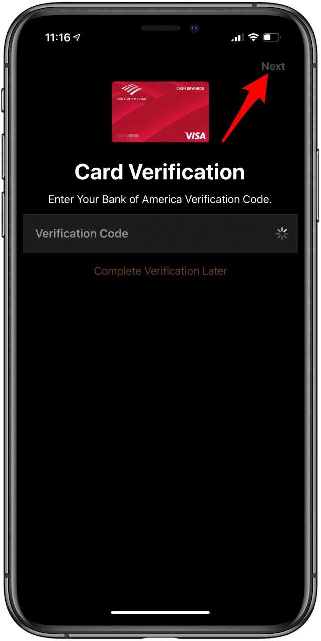 You can complete verification or skip this for now. Tap Next to verify. 