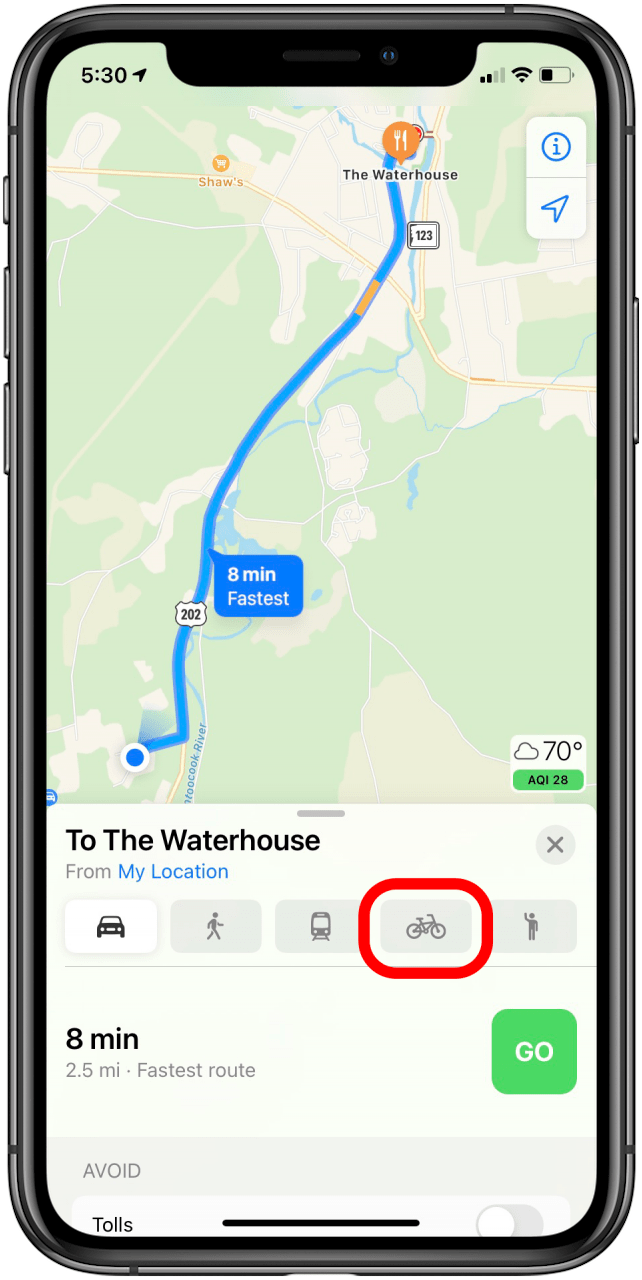 bike directions on apple maps