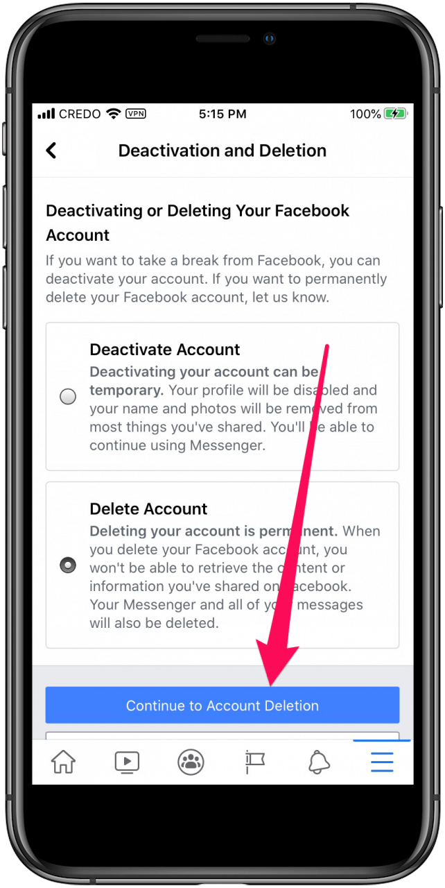 how to remove facebook account from messenger iphone