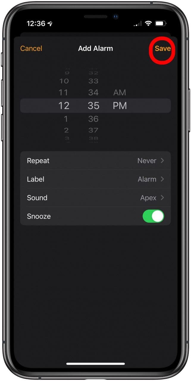 adjust snooze time iphone