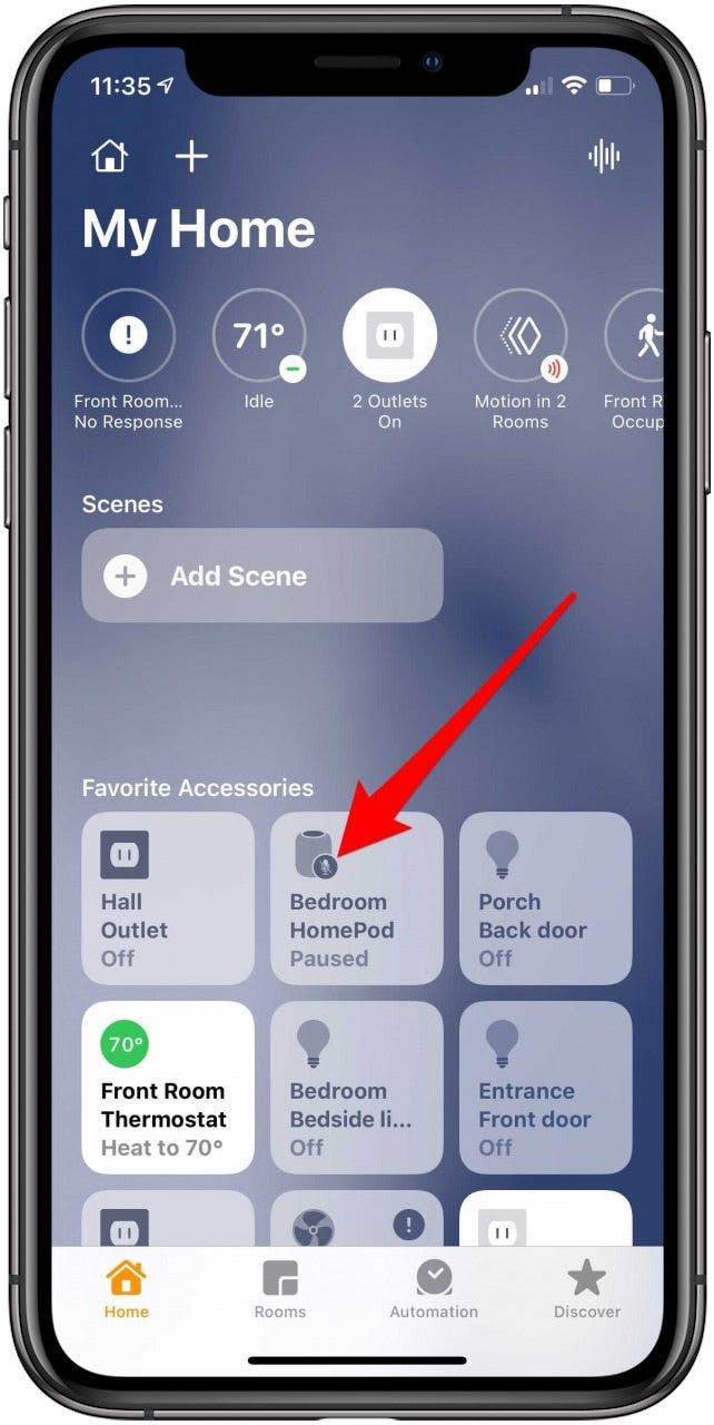 When "Hey Siri" is disabled, you'll see a microphone icon on your HomePod icon