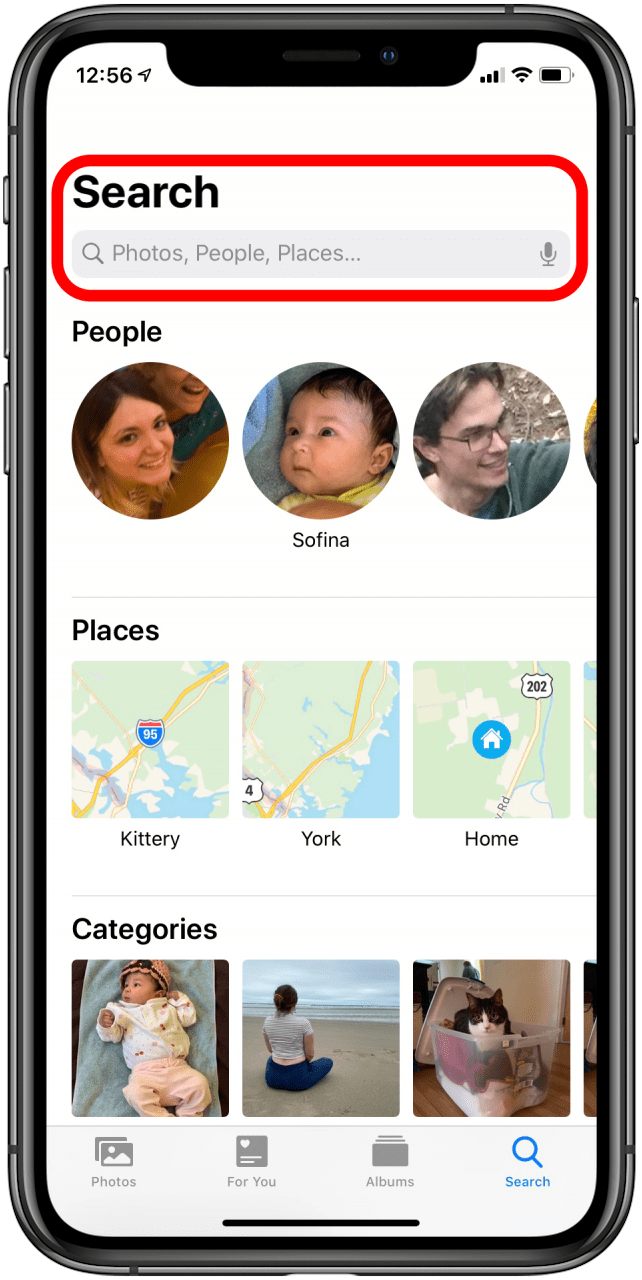 Search your photos for places, subjects, or locations