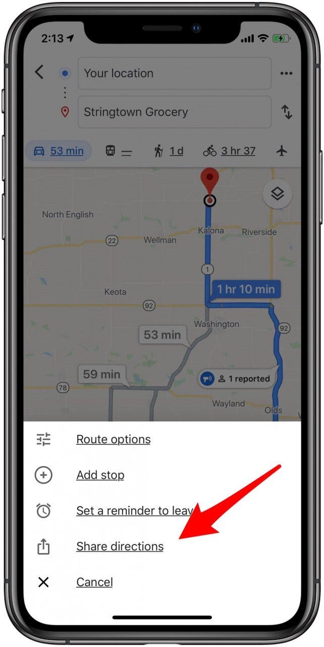 share apple maps directions