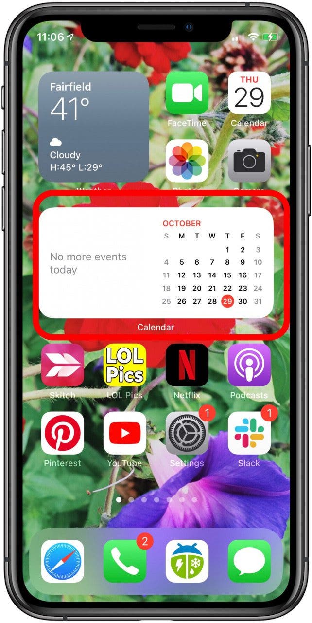 iphone calendar widget