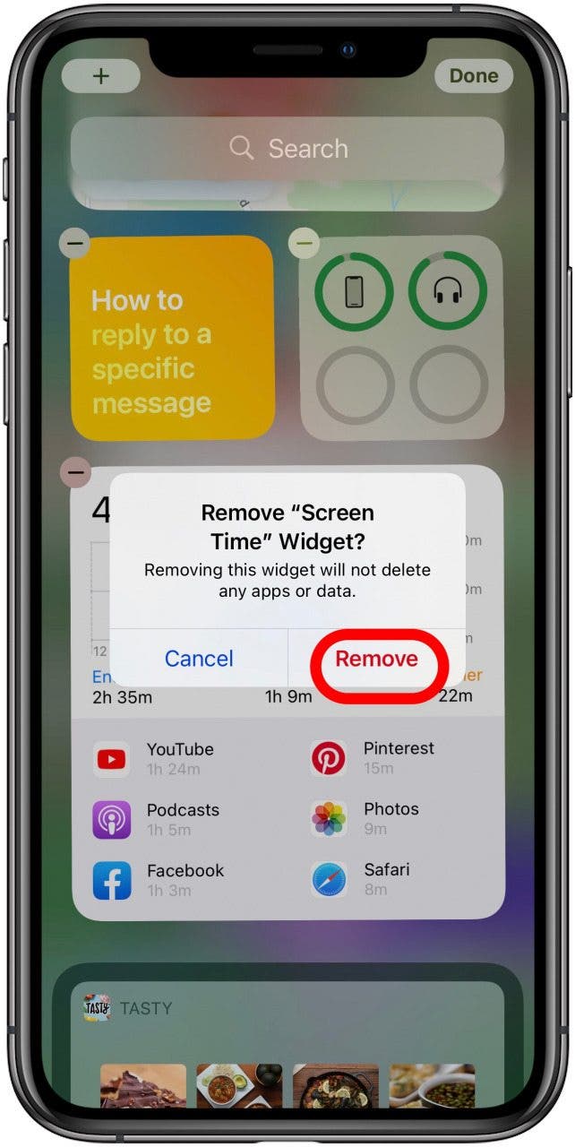 tap remove to confirm