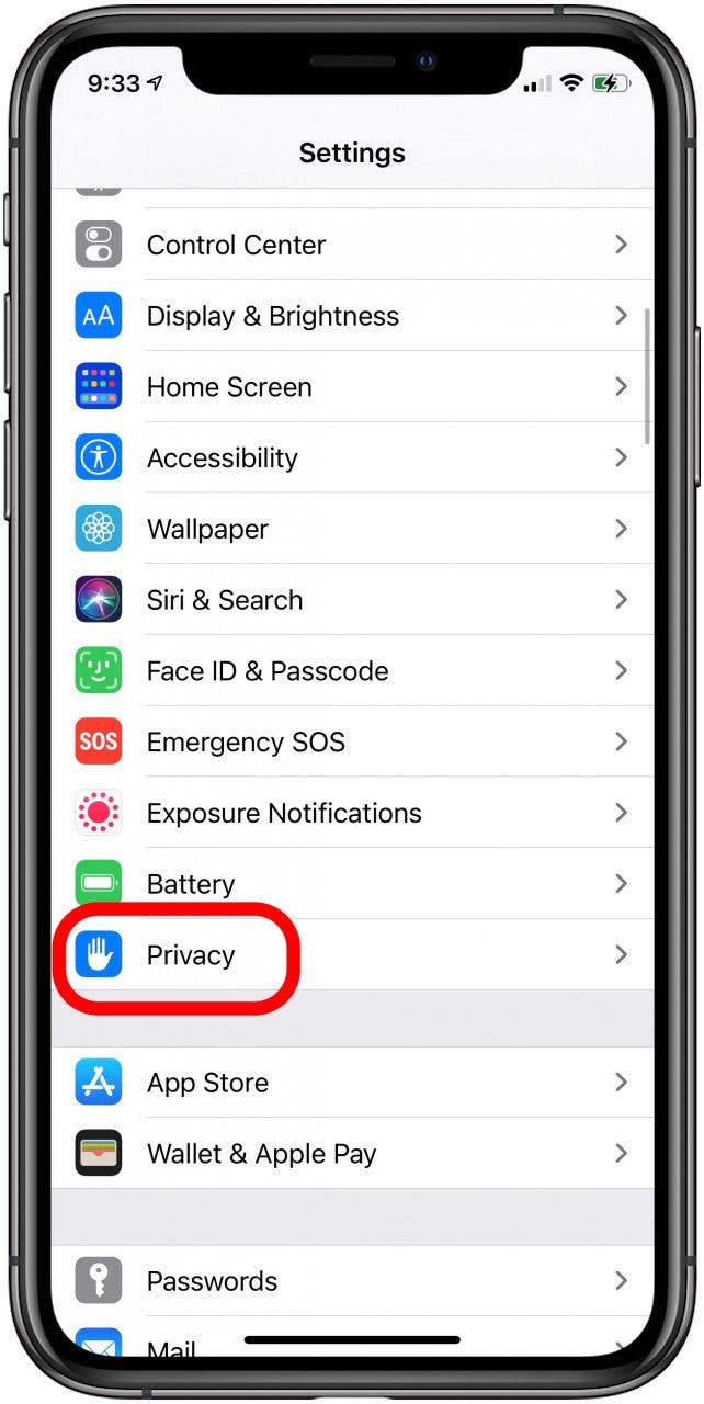 iphone privacy settings