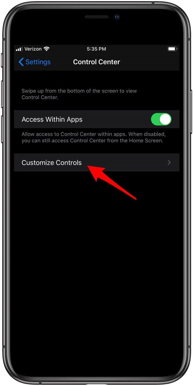 customize iphone control center apps