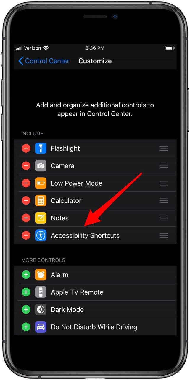 add accessibility features to iphone