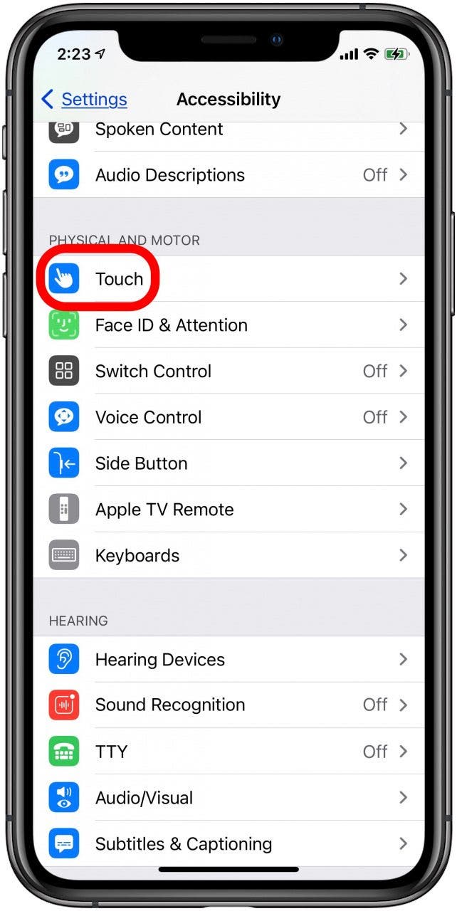 iphone touch accessibility settings