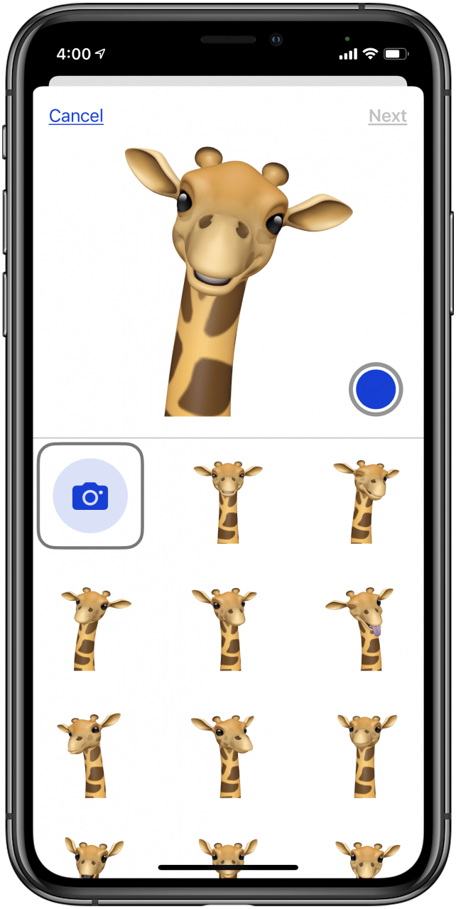 choose animoji for contact card