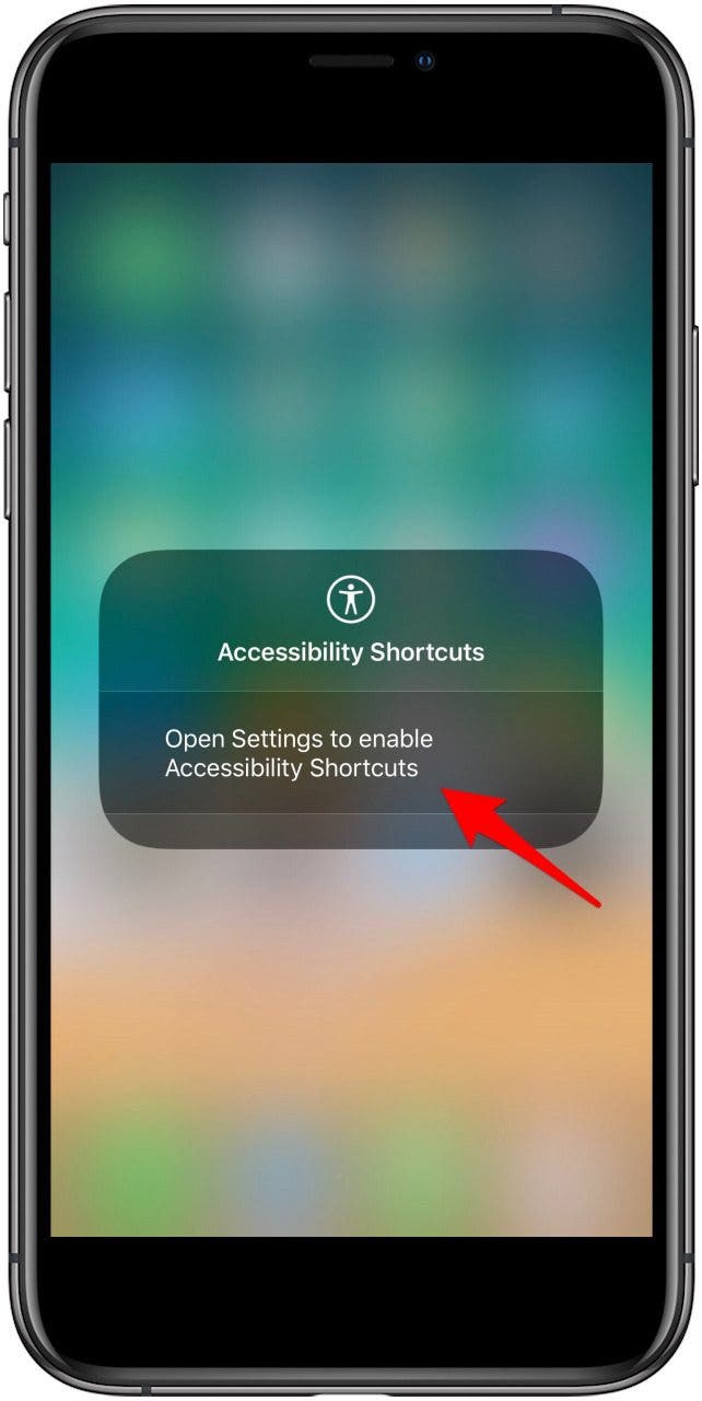 accessibility shortcuts in control center