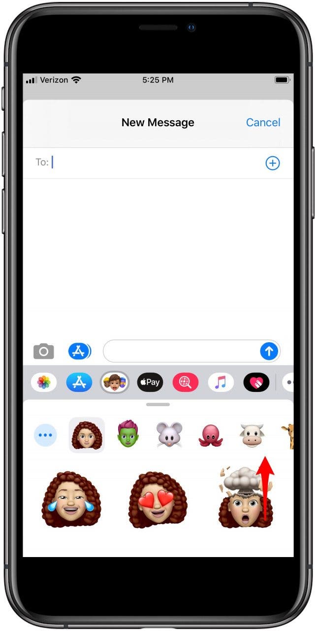 scroll up to see memoji sticker options