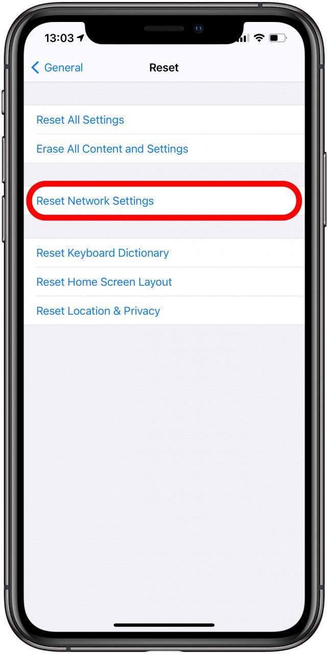 Select Reset Network Settings.