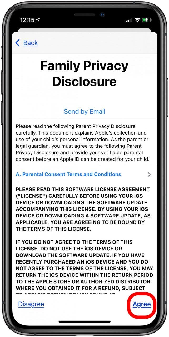 agree to apple id family privacy disclosure