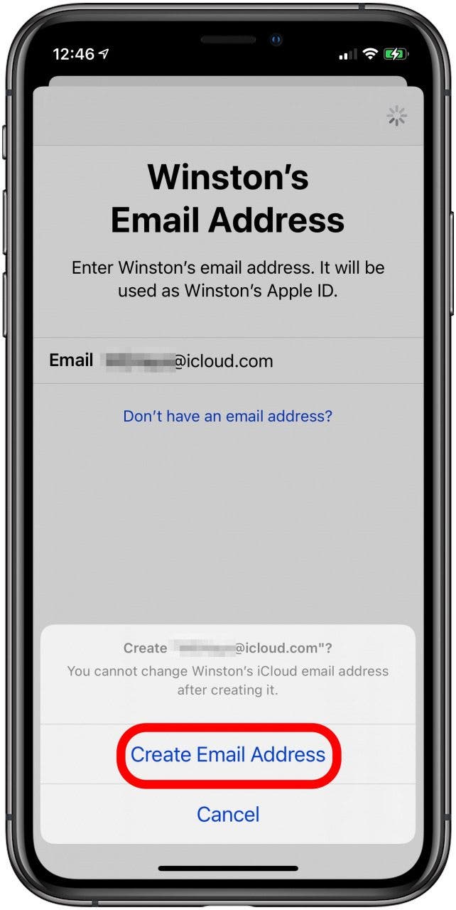 create apple id email address