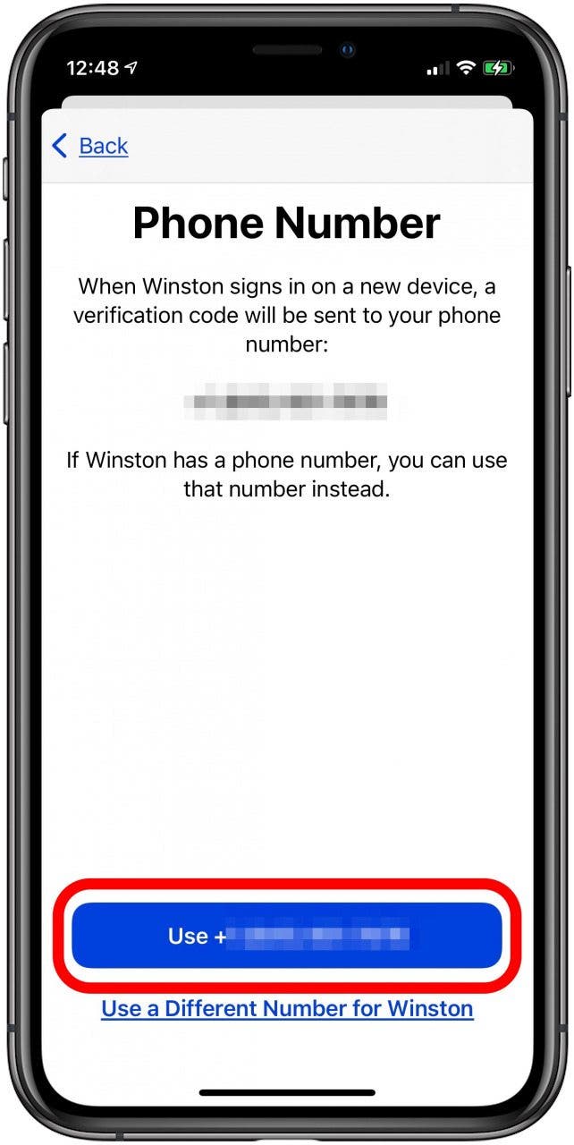 choose phone number to associate with apple id