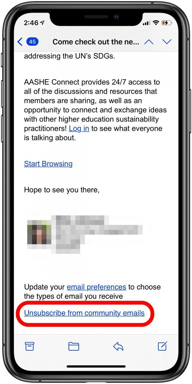 how to unsubscribe from email on iphone