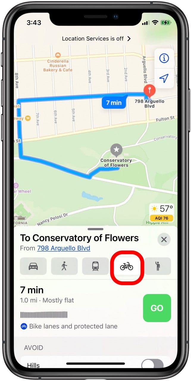 bike route apple maps