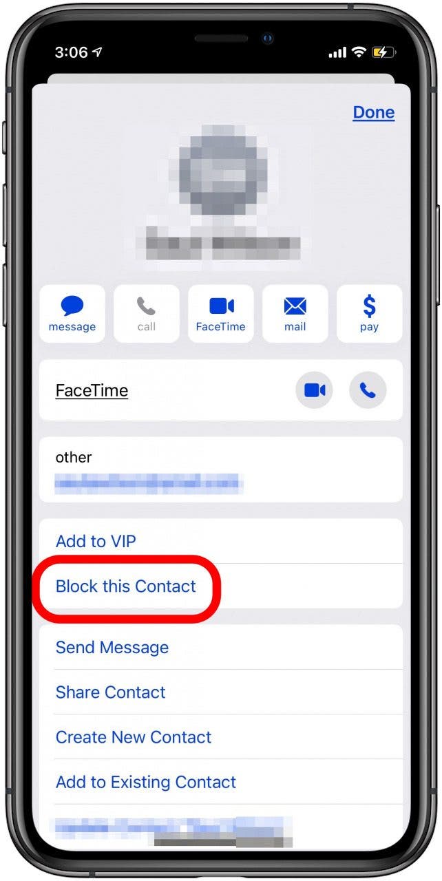 tap block this contact