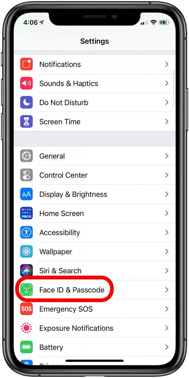 face id and passcode settings