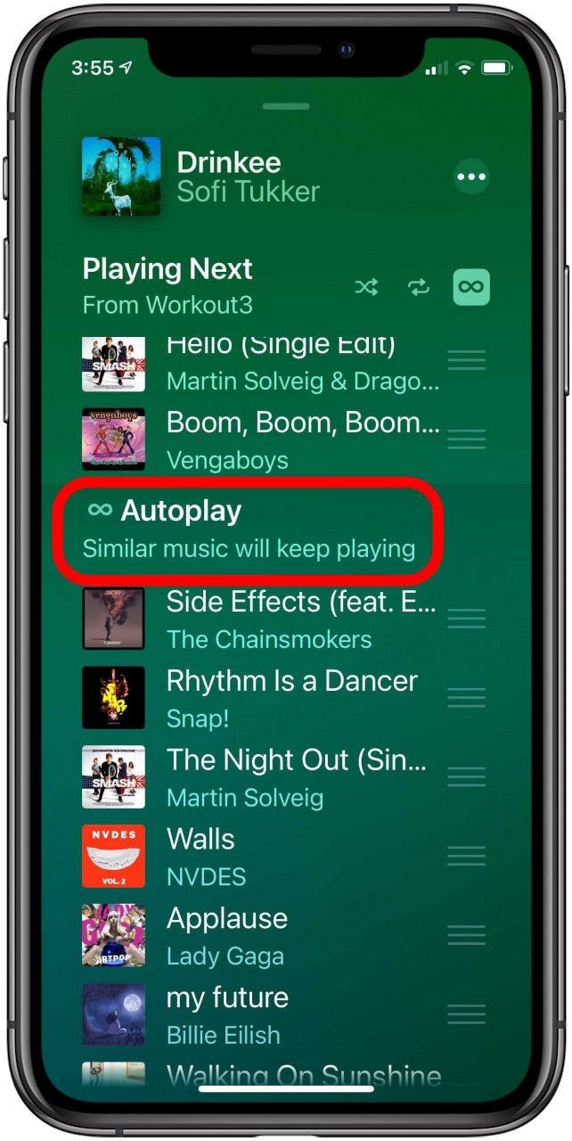 turn on autoplay apple music