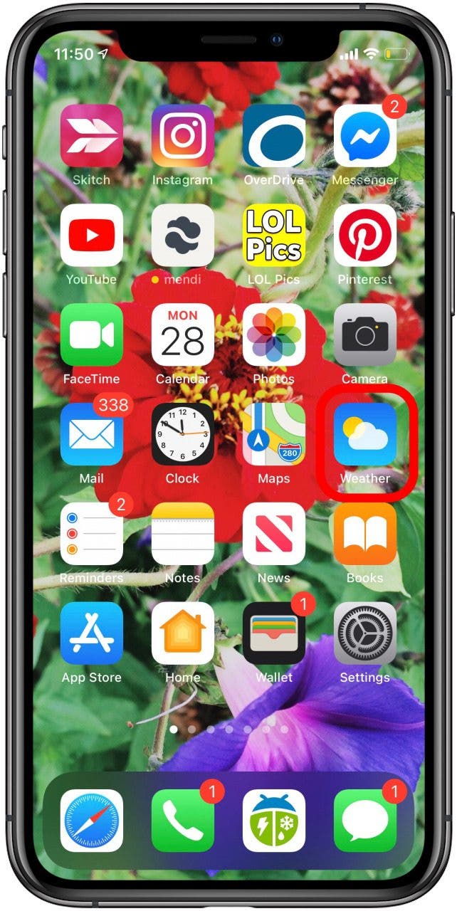 weather display on my phone