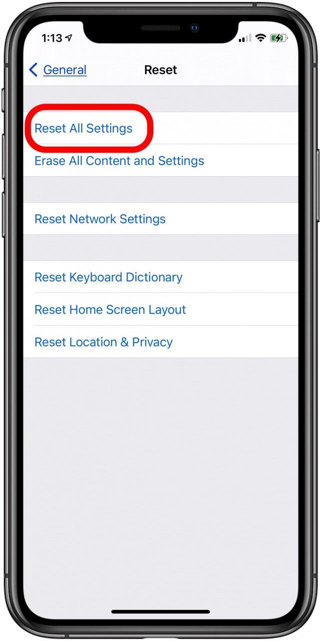 reset all iphone settings