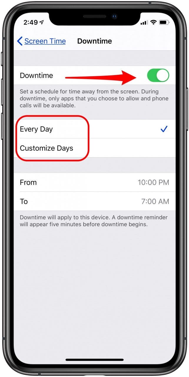 How To Set Downtime In Screen Time Settings On Your Iphone Ipad