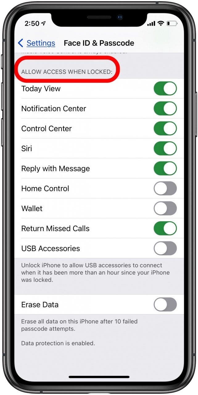 lock screen settings