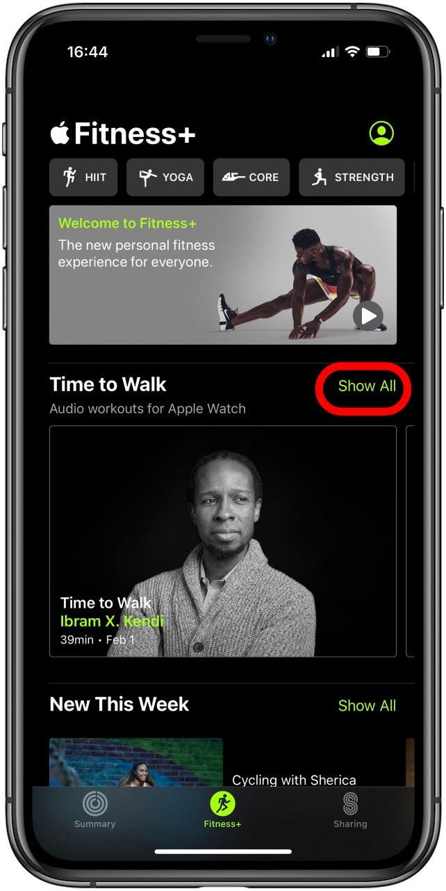 Time to Walk episode settings on iPhone