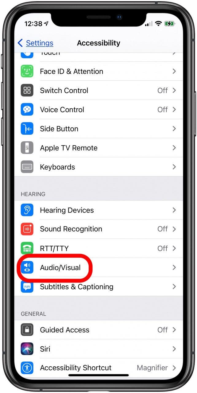 audio visual accessibility settings