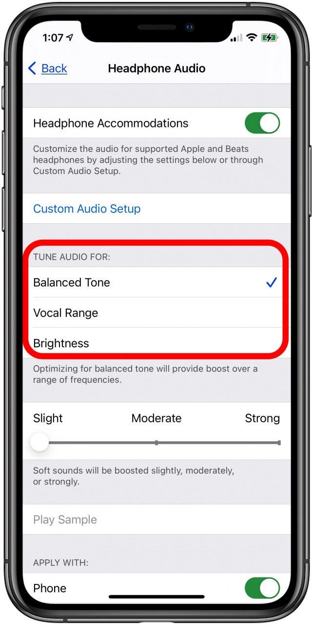 adjust audio tuning for headphones