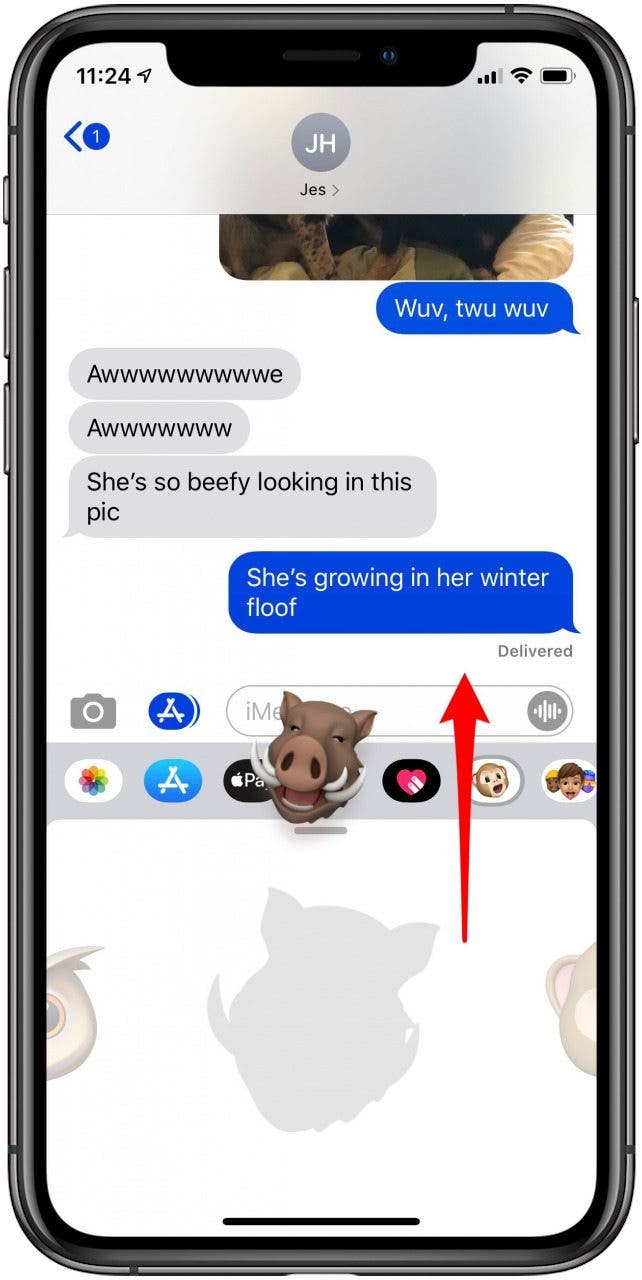 drag your animoji sticker into the text field