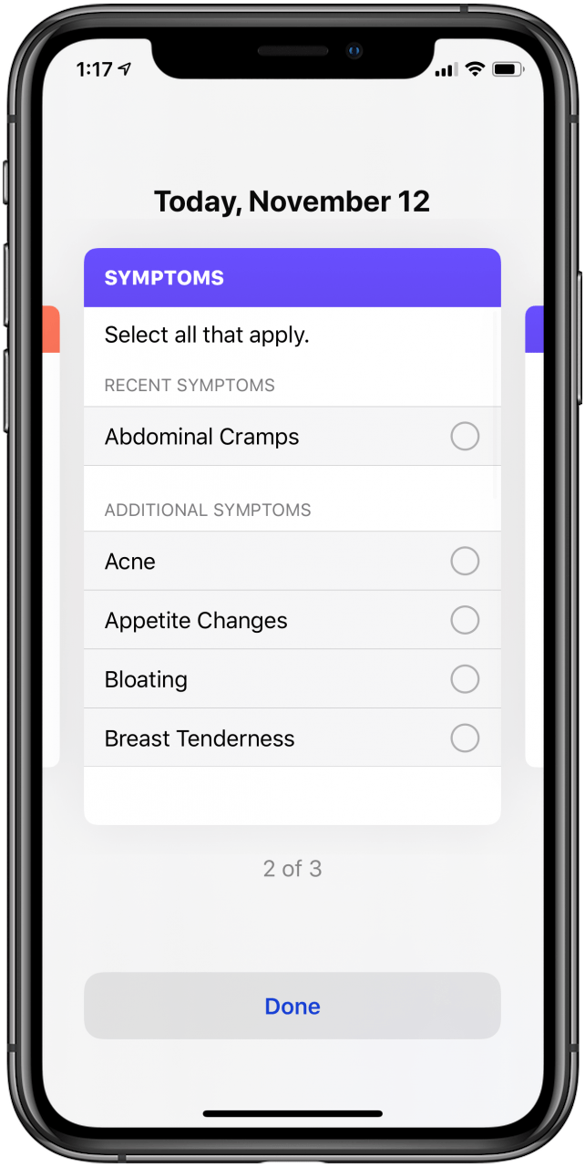 add symptoms to your period tracker