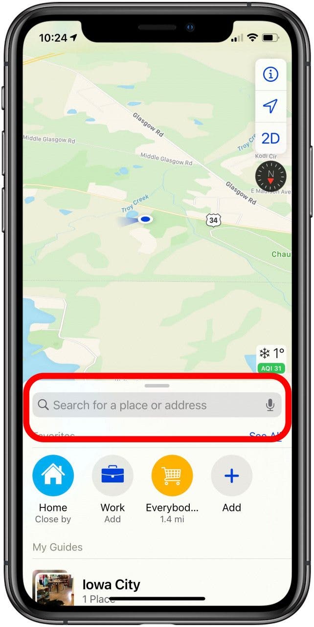 maps app search field