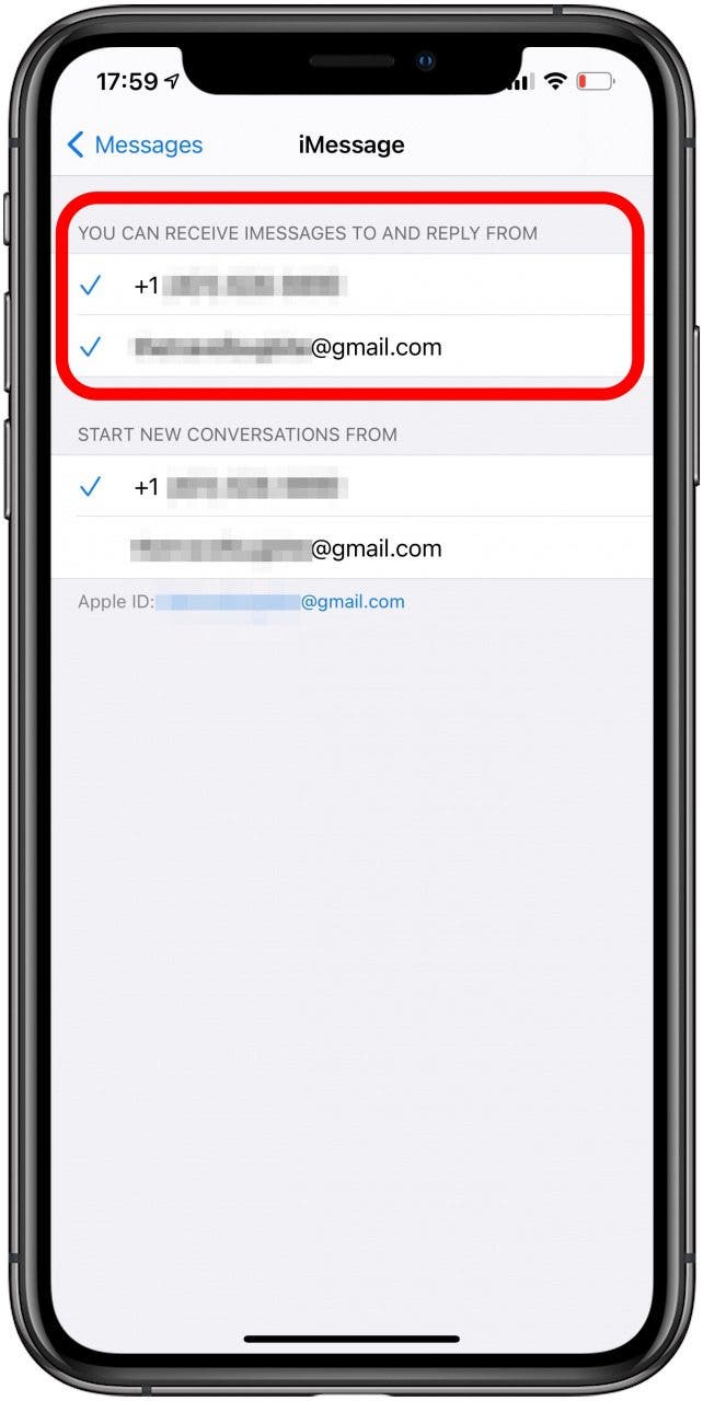 Go into your Messages settings on your iPhone and select Send & Receive. 