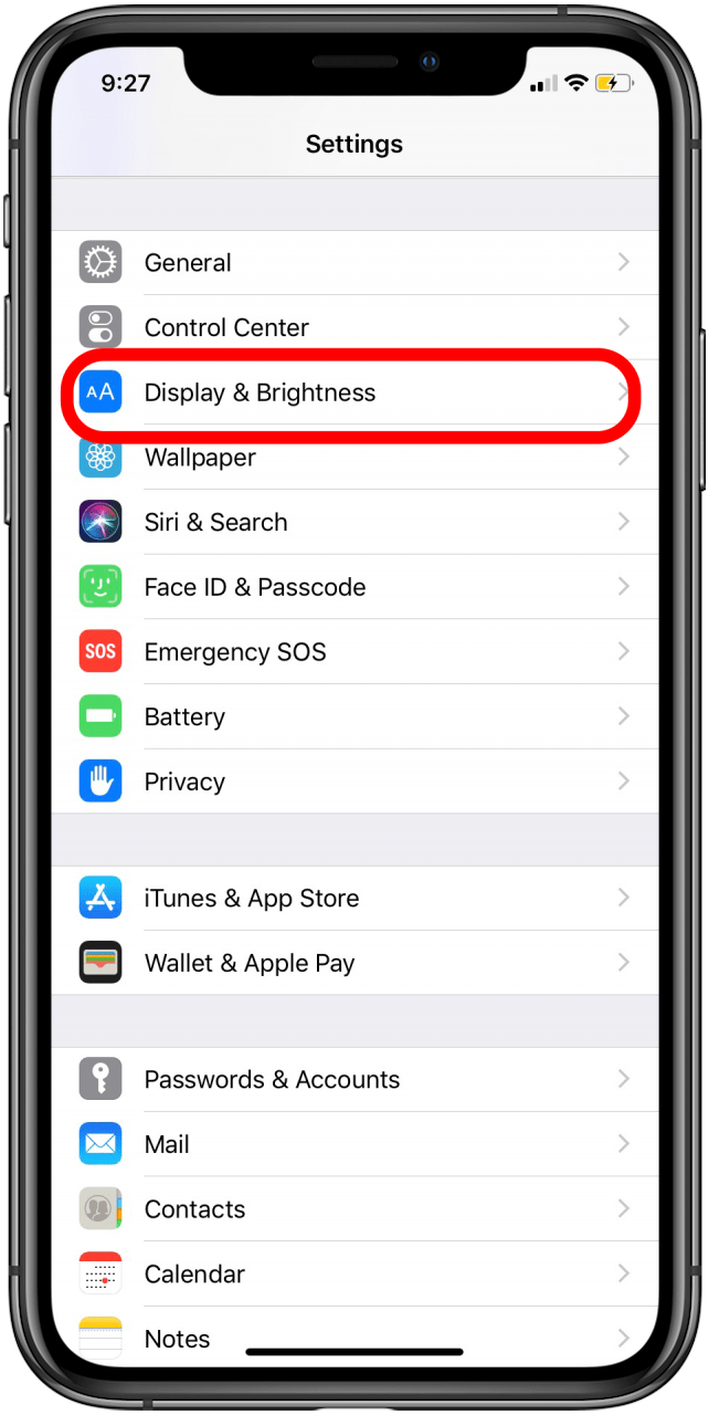 iphone display settings