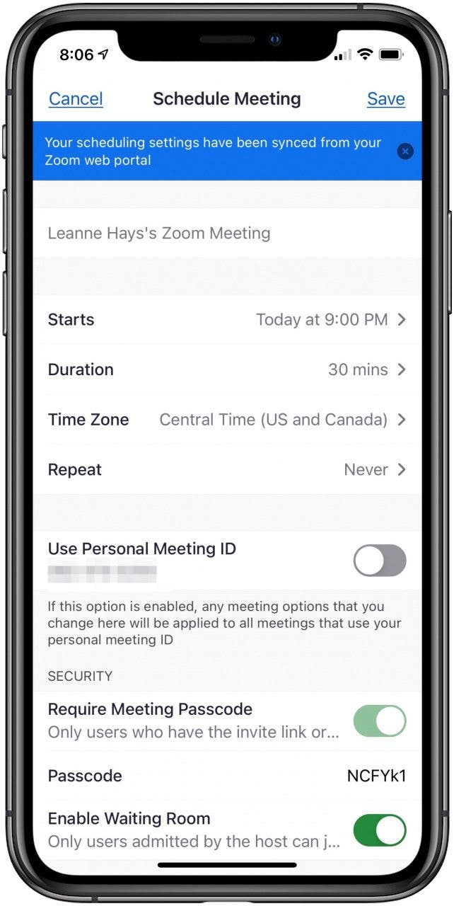 schedule zoom meeting