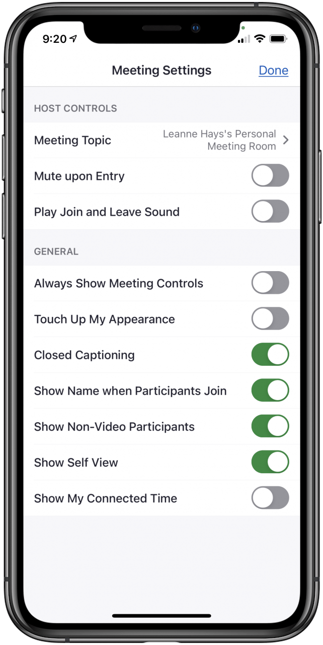 zoom meeting settings