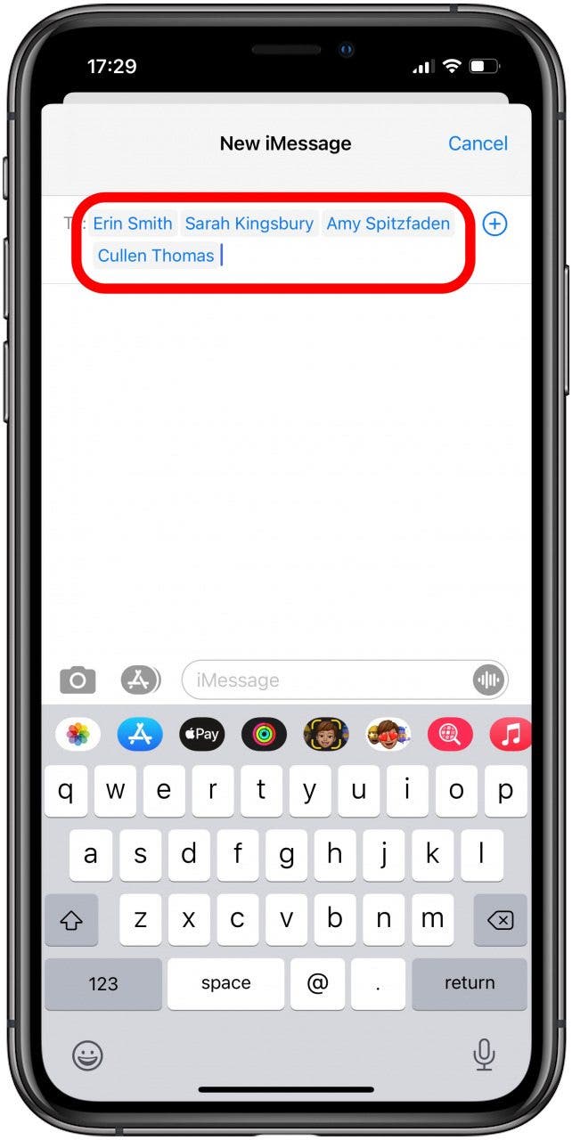 Add contacts to group text