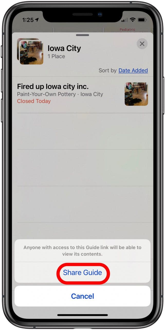 share guide in maps app