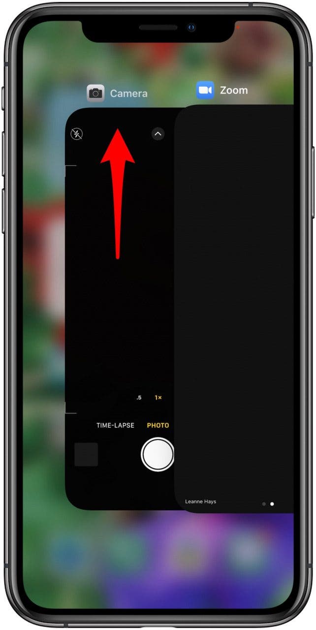swipe up to exit apps that use the camera