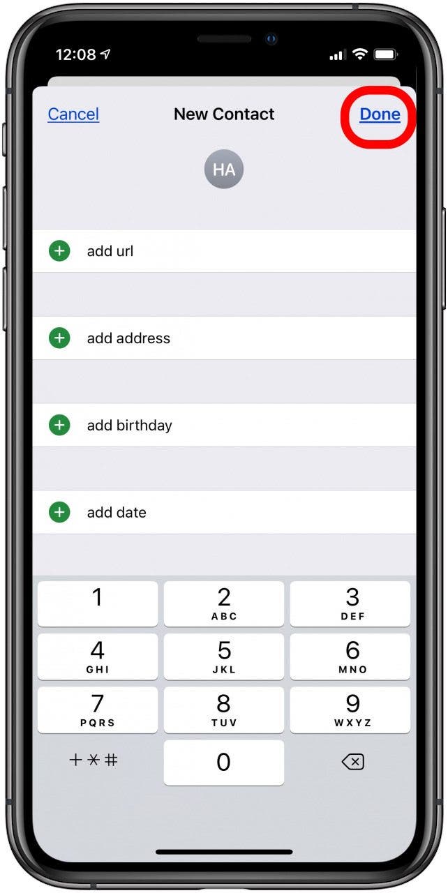 how to add contact to phone iphone