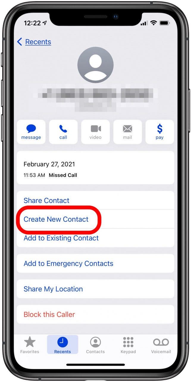 create new contact after phone call