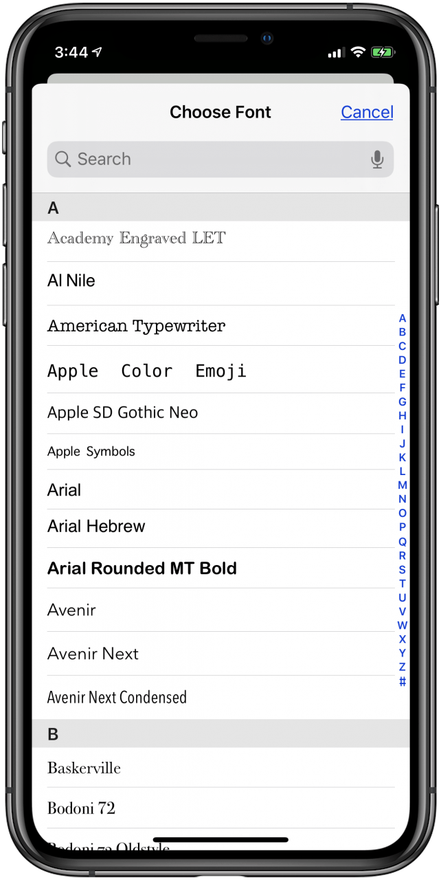 iphone font options