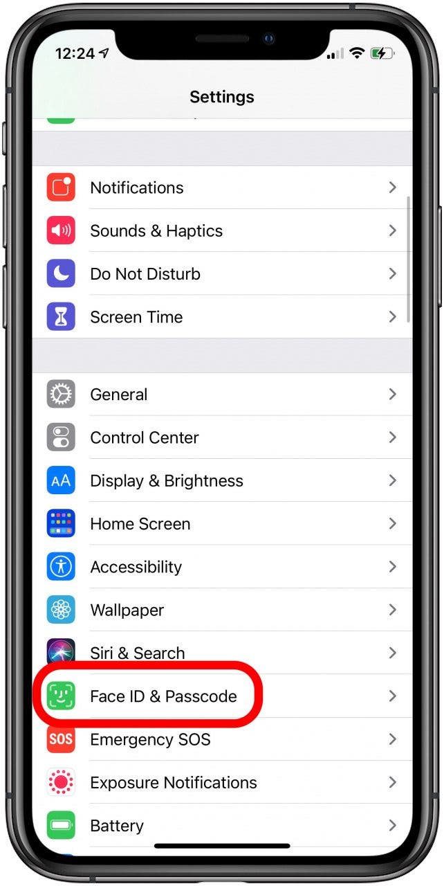 iphone face id and passcode settings