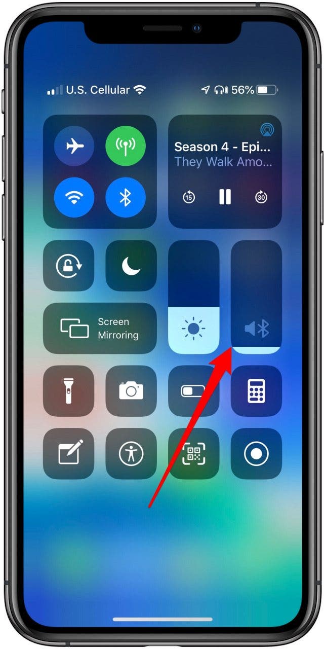 iphone control center volume slider