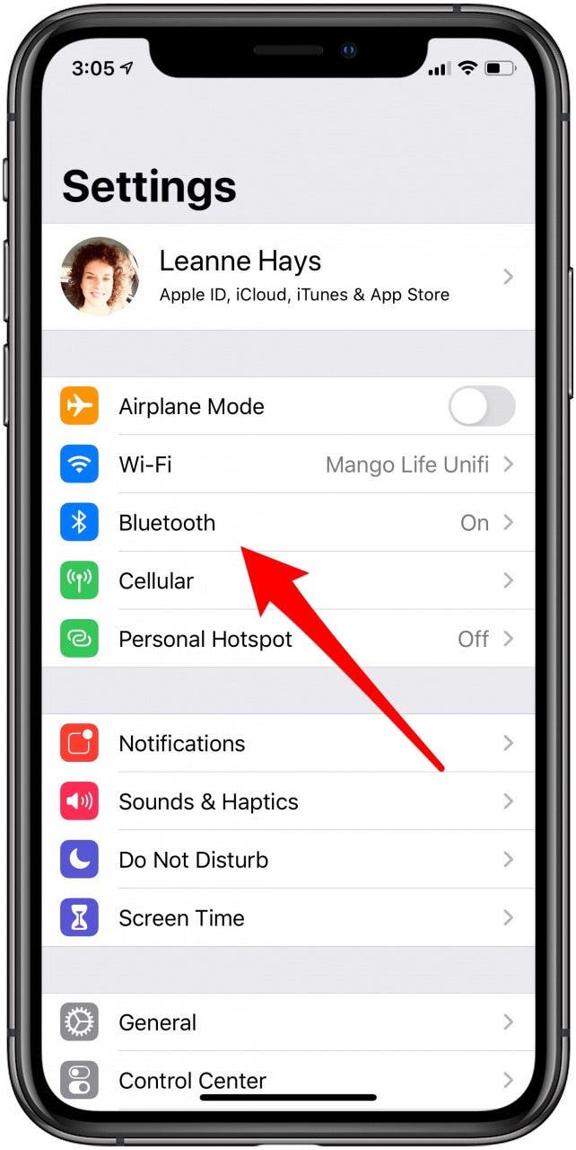 iphone bluetooth settings